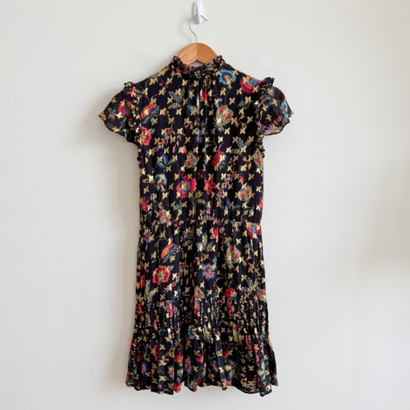 DEREK LAM 10 CROSBY • Edith Ruffled Floral Mini Dress in Black - Picture 9 of 15